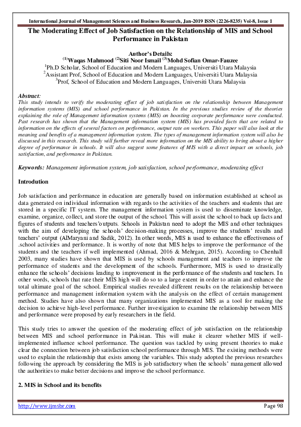(PDF) The Moderating Effect of Job Satisfaction on the Relationship of ...