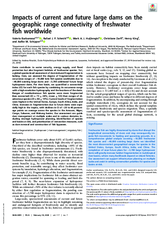 (PDF) Impacts of current and future large dams on the geographic range ...