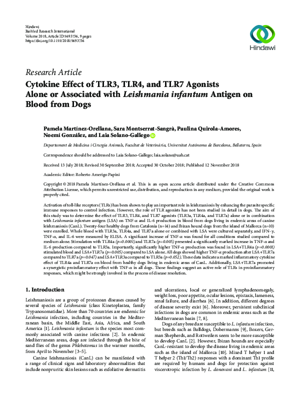 (PDF) Cytokine Effect of TLR3, TLR4, and TLR7 Agonists Alone or ...