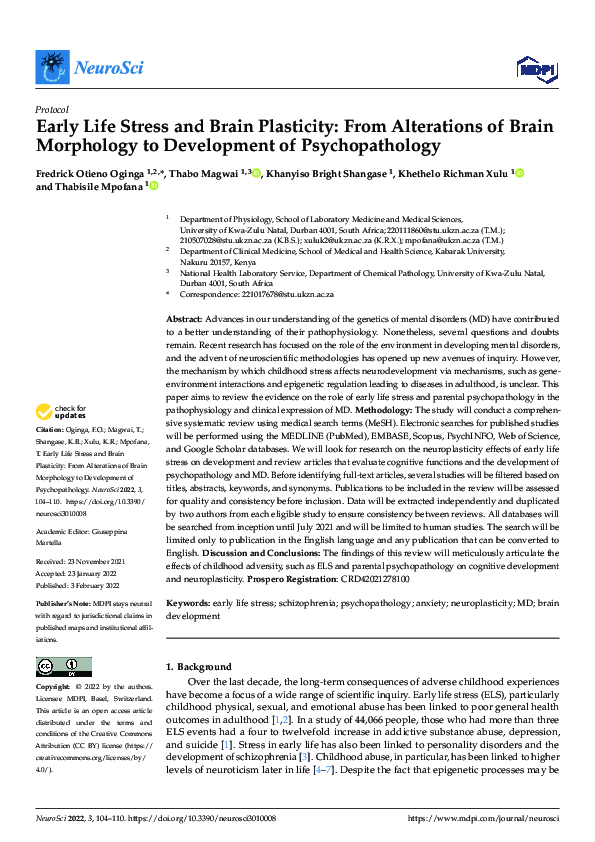 (PDF) Early Life Stress and Brain Plasticity: From Alterations of Brain ...