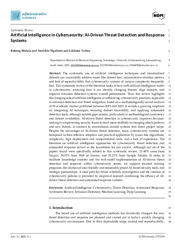(PDF) Artificial Intelligence in Cybersecurity: AI-Driven Threat ...