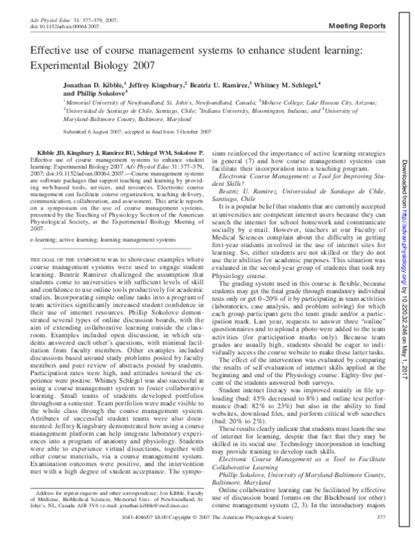 (PDF) Effective use of course management systems to enhance student ...