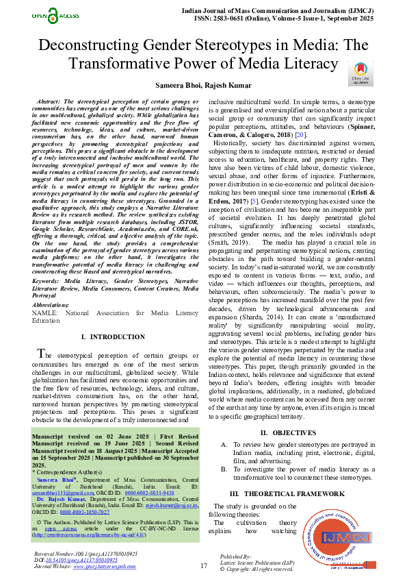 (PDF) Deconstructing Gender Stereotypes in Media: The Transformative ...