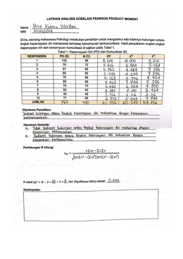 (PDF) Latihan Analisis Korelasi Pearson Product Moment