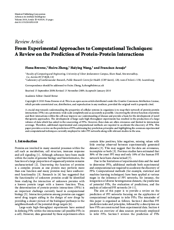 (PDF) From Experimental Approaches to Computational Techniques: A ...