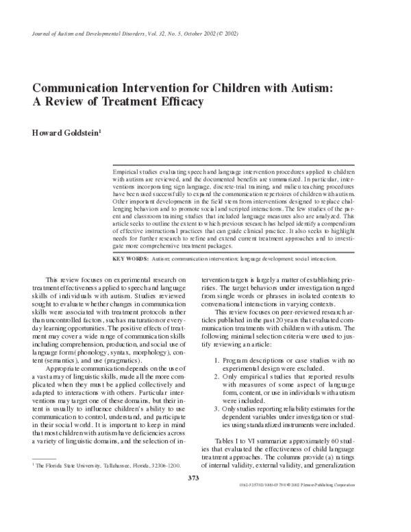 (PDF) Communication Intervention for Children with Autism: A Review of ...