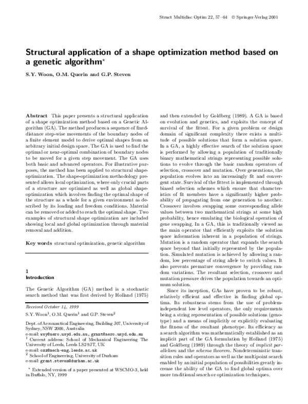 (PDF) Structural application of a shape optimization method based on a ...