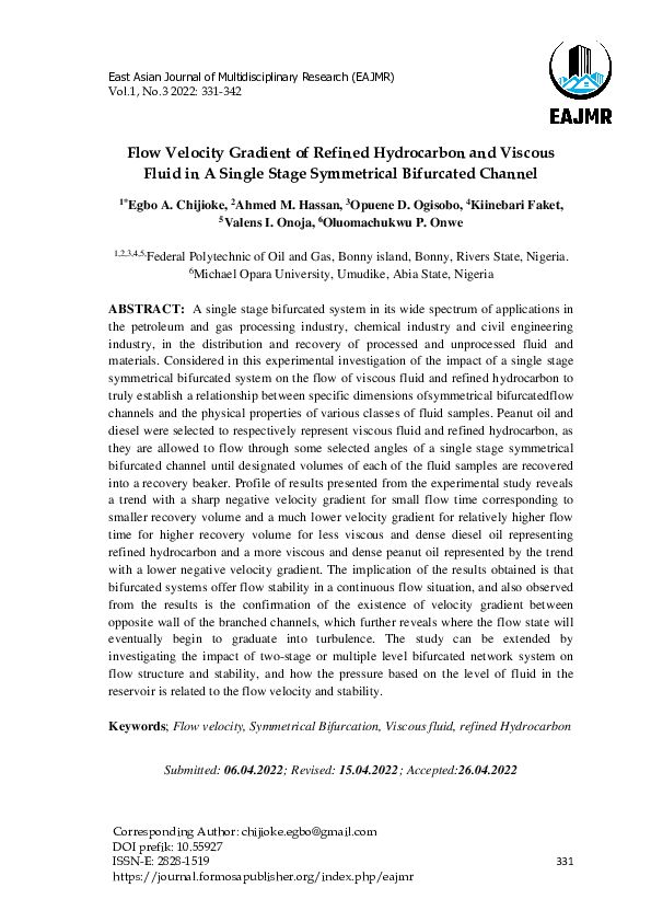 (PDF) Flow Velocity Gradient of Refined Hydrocarbon and Viscous Fluid ...