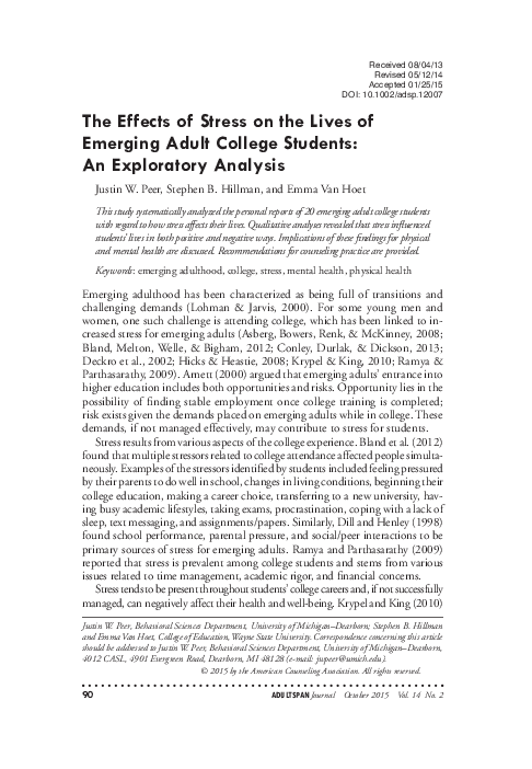 (PDF) The Effects of Stress on the Lives of Emerging Adult College ...