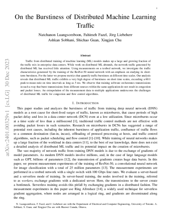 (PDF) On the Burstiness of Distributed Machine Learning Traffic