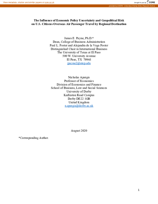 (PDF) The influence of economic policy uncertainty and geopolitical ...