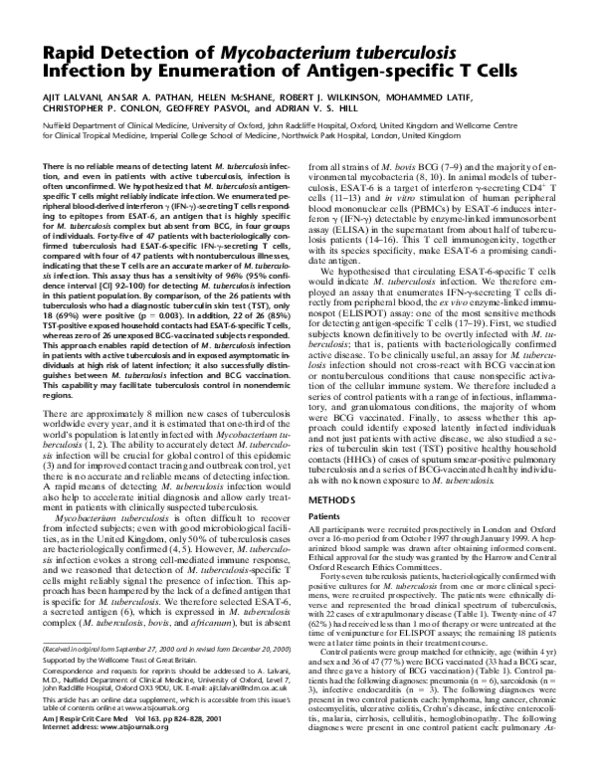(PDF) Rapid Detection of Mycobacterium tuberculosisInfection by ...
