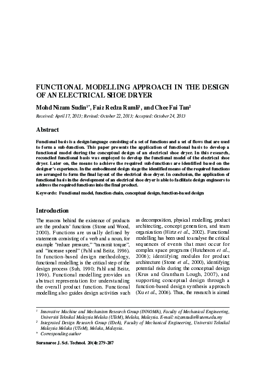 (PDF) Functional Modelling Approach in the Design of an Electrical Shoe ...
