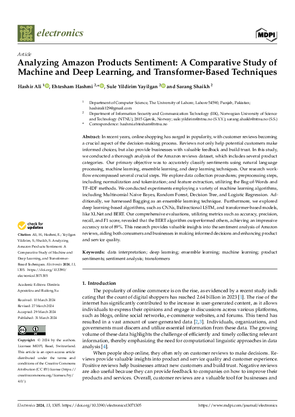 (PDF) Analyzing Amazon Products Sentiment: A Comparative Study of ...