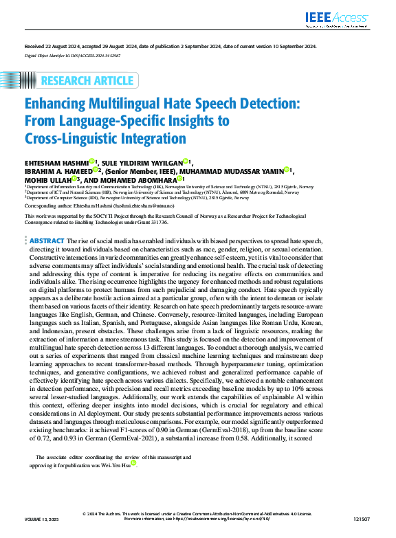 (PDF) Enhancing Multilingual Hate Speech Detection: From Language ...