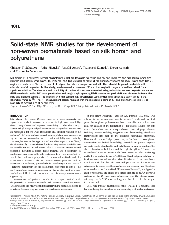 (PDF) Solid-state NMR studies for the development of non-woven ...