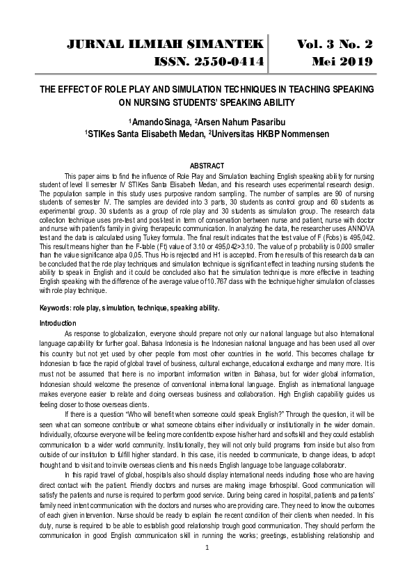 (PDF) The Effect of Role Play and Simulation Techniques in Teaching ...