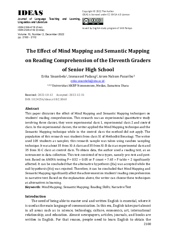(PDF) The Effect of Mind Mapping and Semantic Mapping on Reading ...