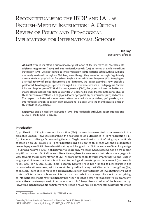 (PDF) English-Medium Instruction: A Critical Review of Policy and ...