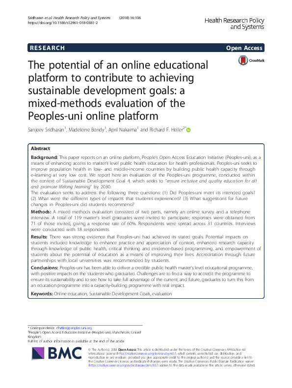 (PDF) The potential of an online educational platform to contribute to ...
