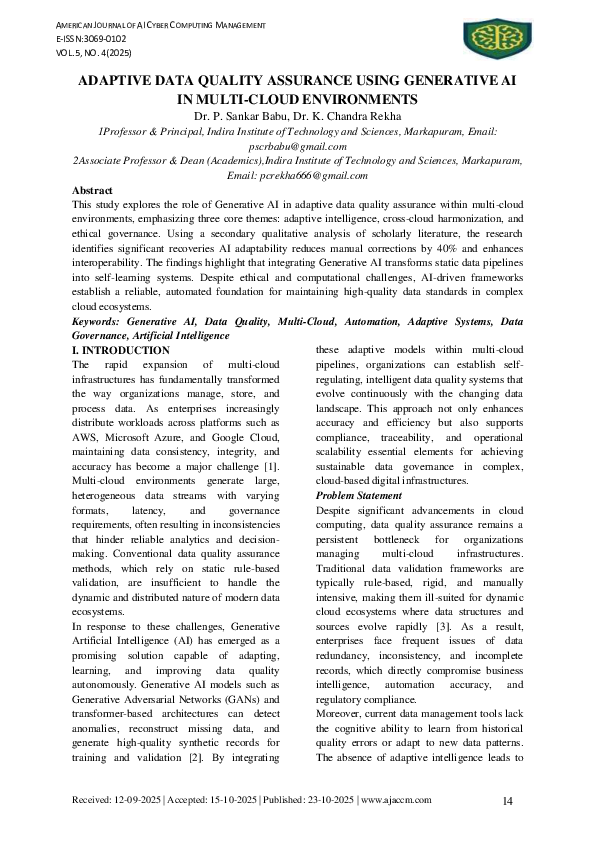 (PDF) ADAPTIVE DATA QUALITY ASSURANCE USING GENERATIVE AI IN MULTI ...