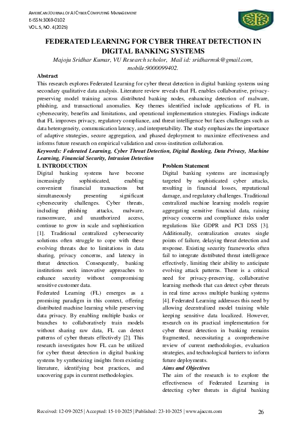 (PDF) FEDERATED LEARNING FOR CYBER THREAT DETECTION IN DIGITAL BANKING ...