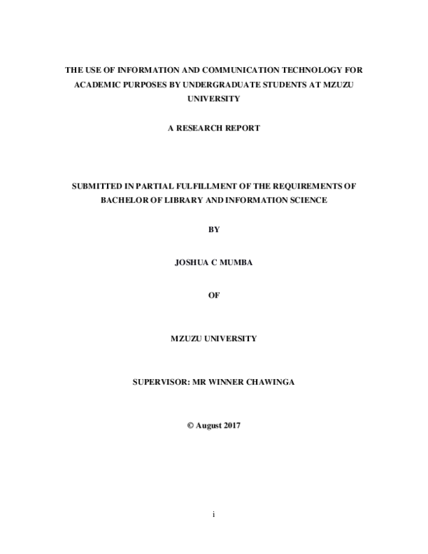 (PDF) THE USE OF INFORMATION AND COMMUNICATION TECHNOLOGY FOR ACADEMIC ...