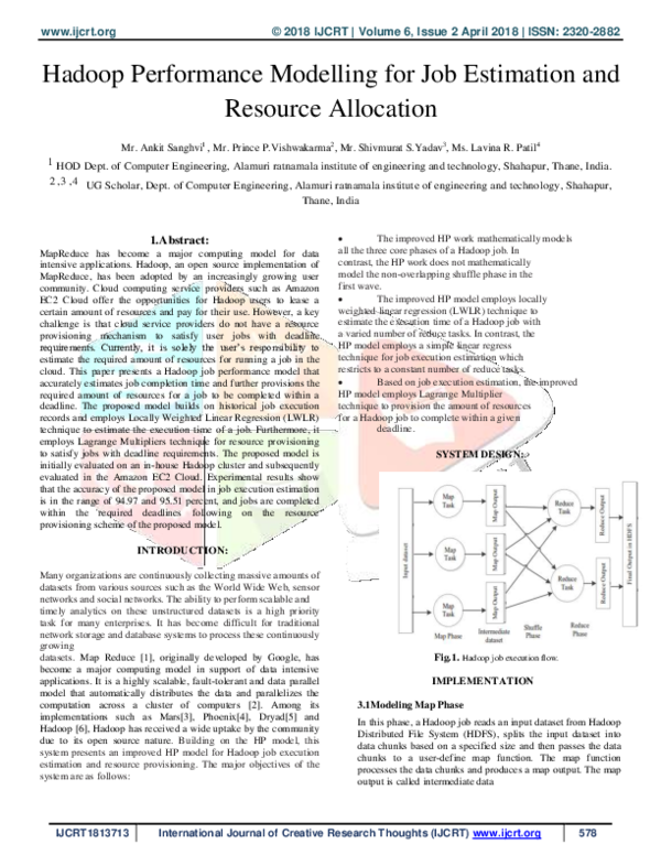 (PDF) Hadoop Performance Modelling for Job Estimation and Resource ...