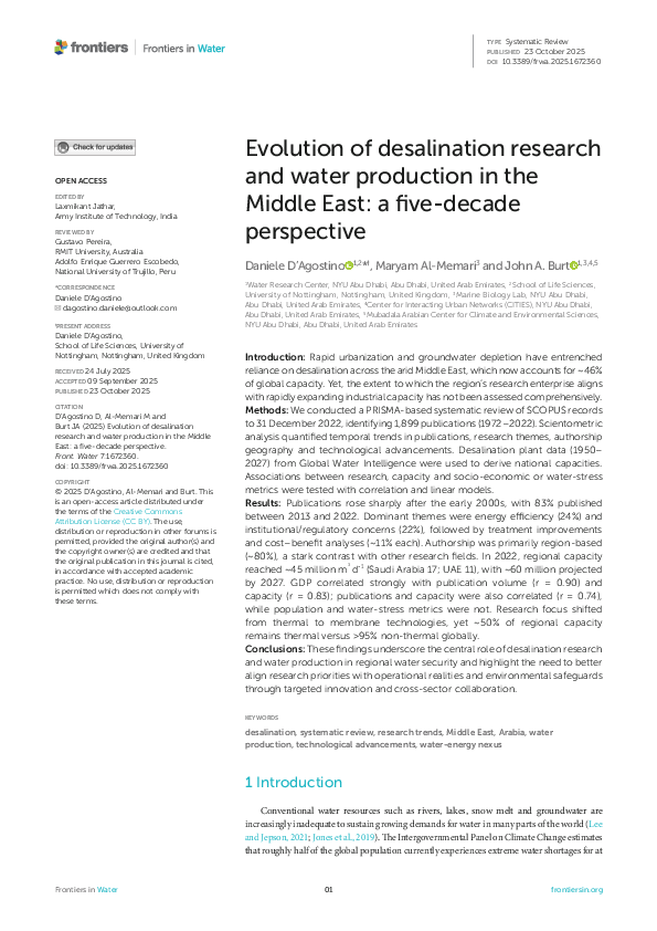 (PDF) Evolution of desalination research and water production in the ...