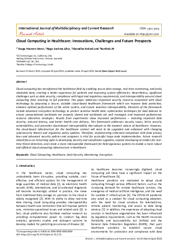 (PDF) Cloud Computing in Healthcare: Innovations, Challenges and Future ...