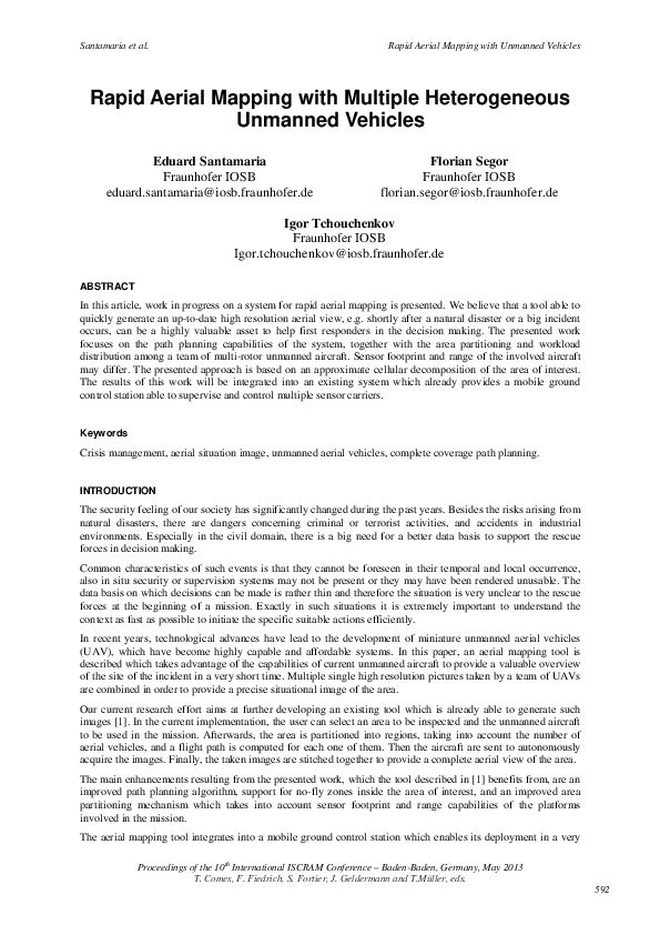 (PDF) Rapid aerial mapping with multiple heterogeneous unmanned vehicles