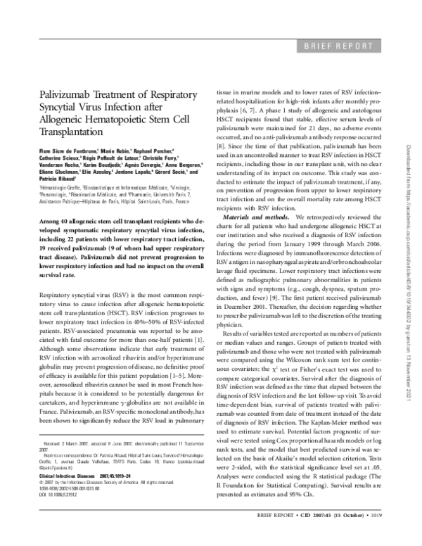 (PDF) Palivizumab Treatment of Respiratory Syncytial Virus Infection ...