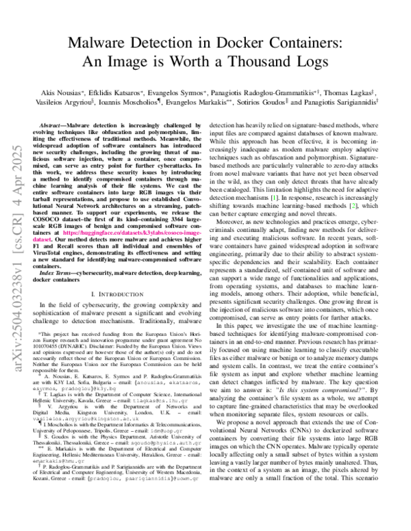 (PDF) Malware Detection in Docker Containers: An Image is Worth a ...