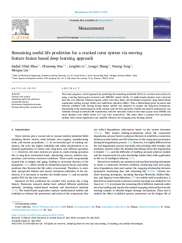 (PDF) Remaining Useful Life Prediction for a Cracked-Rotor System Based ...