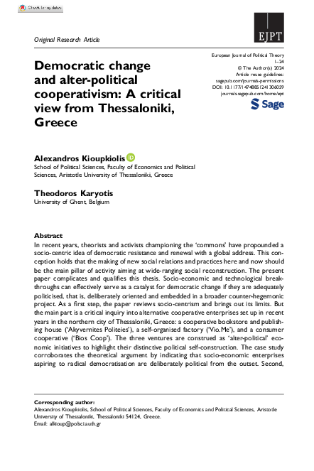 (PDF) Democratic change and alter-political cooperativism: A critical ...