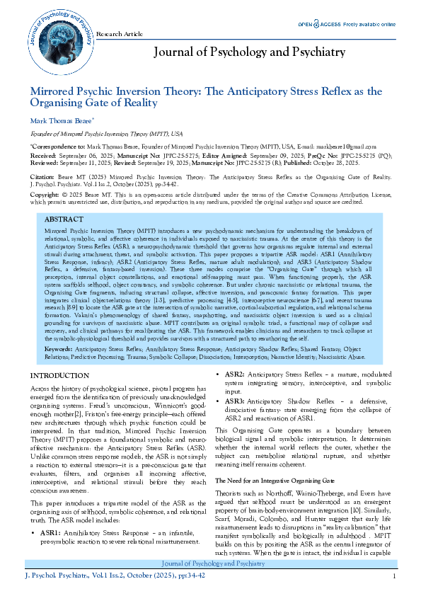 (PDF) Mirrored Psychic Inversion Theory: The Anticipatory Stress Reflex ...