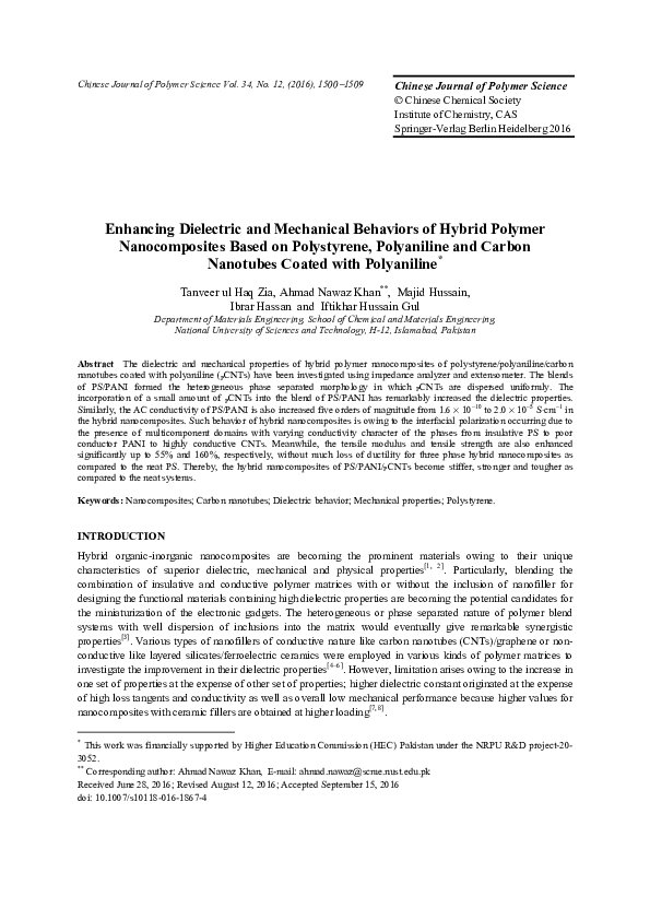 (PDF) Enhancing dielectric and mechanical behaviors of hybrid polymer ...