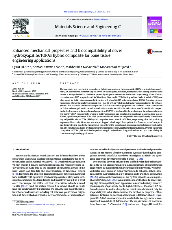 (PDF) Enhanced mechanical properties and biocompatibility of novel ...