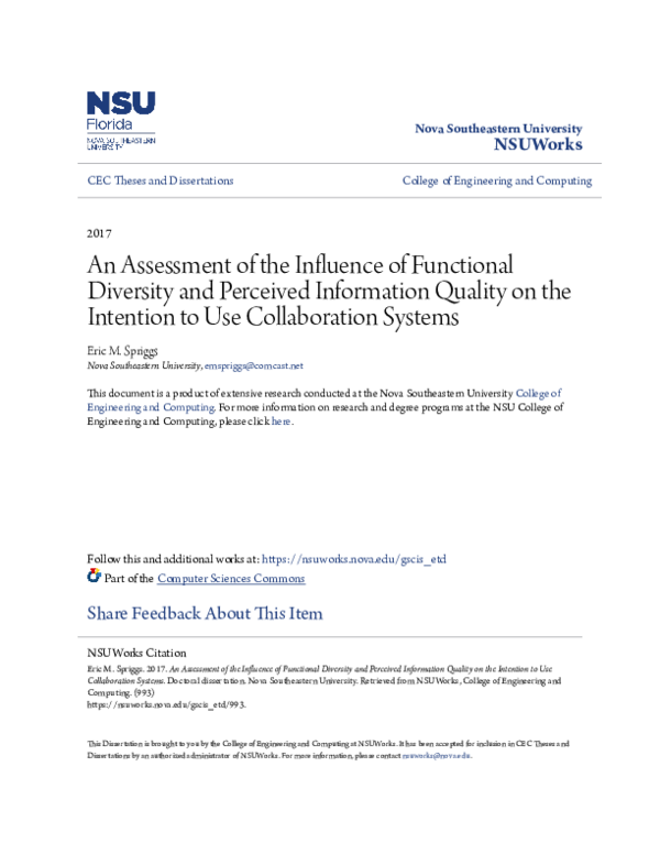 (PDF) An Assessment of the Influence of Functional Diversity and ...