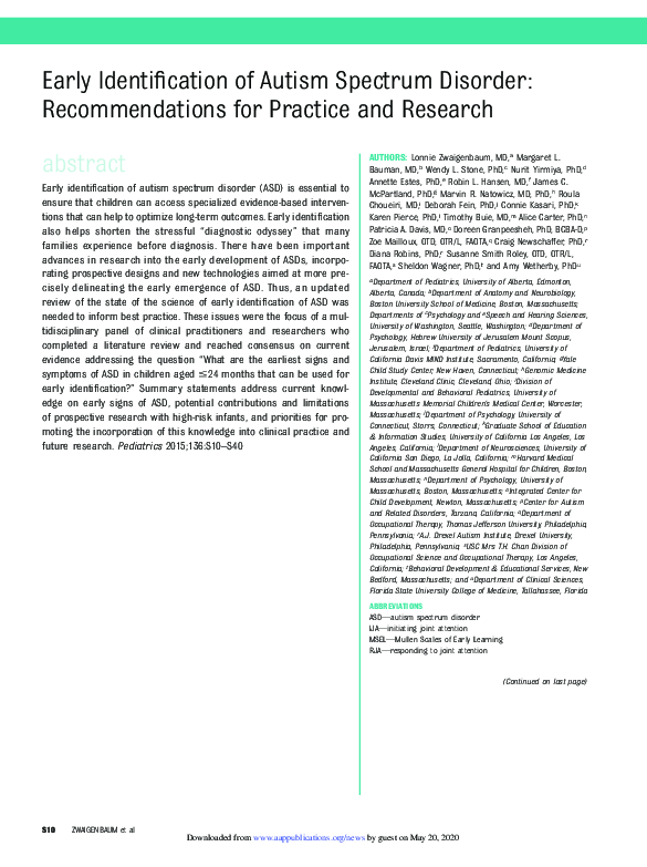 (PDF) Early Identification of Autism Spectrum Disorder: Navigating ...