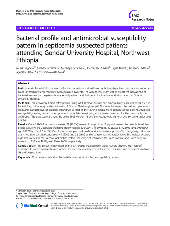 (PDF) Bacterial profile and antimicrobial susceptibility pattern in ...