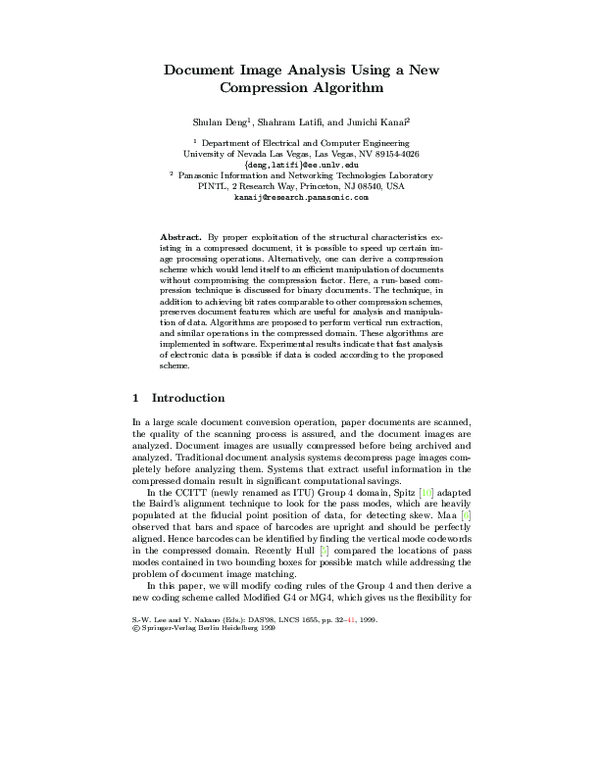 (PDF) Document Image Analysis Using a New Compression Algorithm