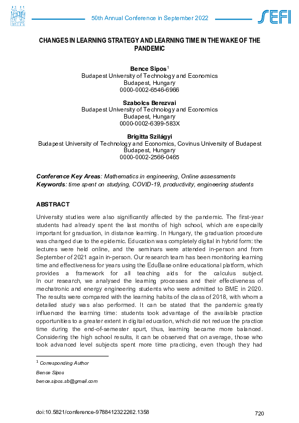 (PDF) Changes in learning strategy and learning time in the wake of the ...