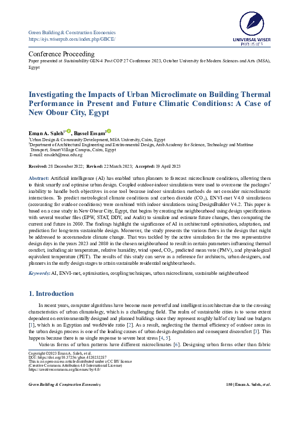(PDF) Investigating the Impacts of Urban Microclimate on Building ...