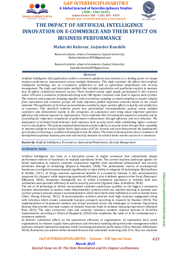 (PDF) THE IMPACT OF ARTIFICIAL INTELLIGENCE INNOVATION ON E-COMMERCE ...