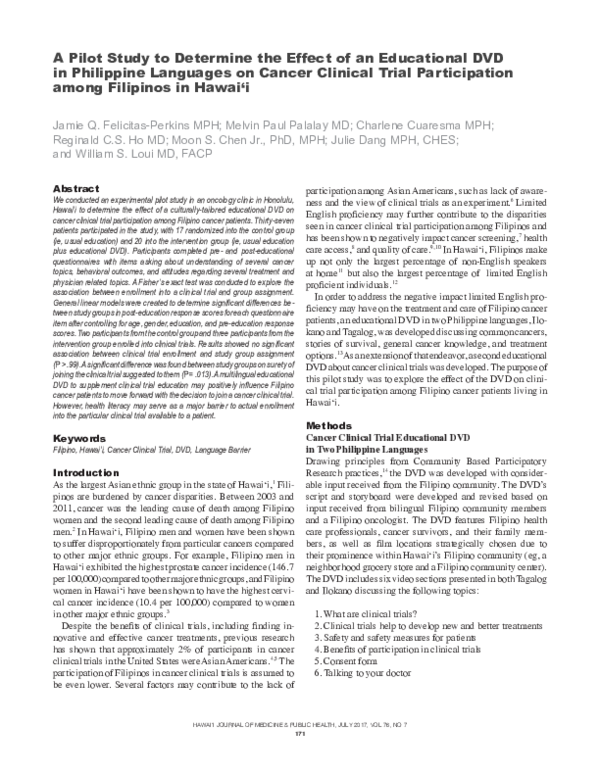 (PDF) A Pilot Study to Determine the Effect of an Educational DVD in ...
