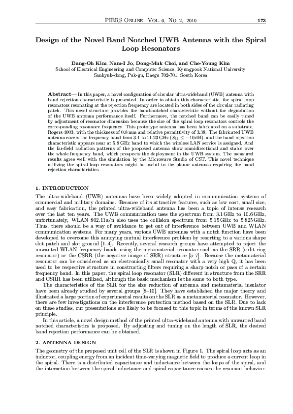 (PDF) Design of the Novel Band Notched UWB Antenna with the Spiral Loop ...