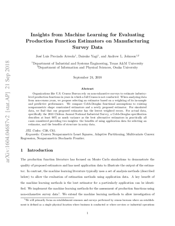 (PDF) Insights from machine learning for evaluating production function ...