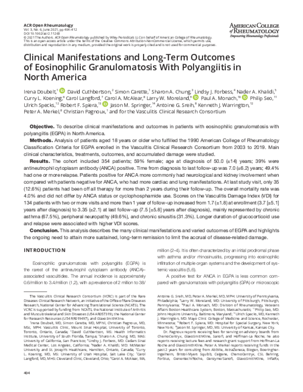 (PDF) Clinical Manifestations and Long‐Term Outcomes of Eosinophilic ...