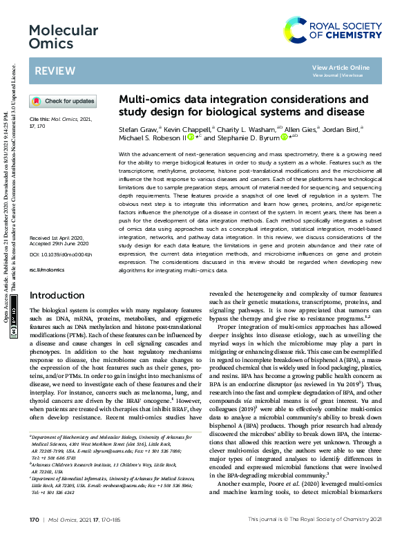 (PDF) Multi-omics data integration considerations and study design for ...